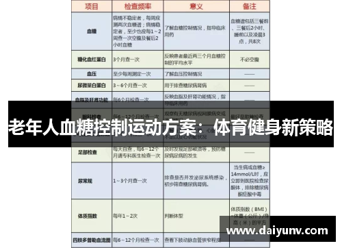 老年人血糖控制运动方案：体育健身新策略